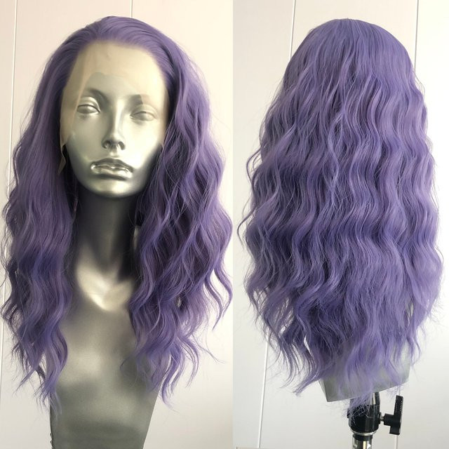 AIMEYA Lace-Front-Perücke für Damen, Lila, Tiefe Welle, Kunsthaar - Bild 1