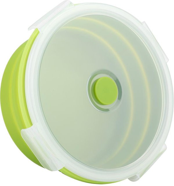 Faltbare Silikon Bento Box mfySpace Lunchbox für Mikrowelle, 800 ml, Hellgrün und Beige - Bild 1