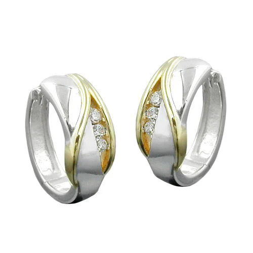 SIGO Creolen bicolor, Zirkonia, 925 Silber - Bild 1