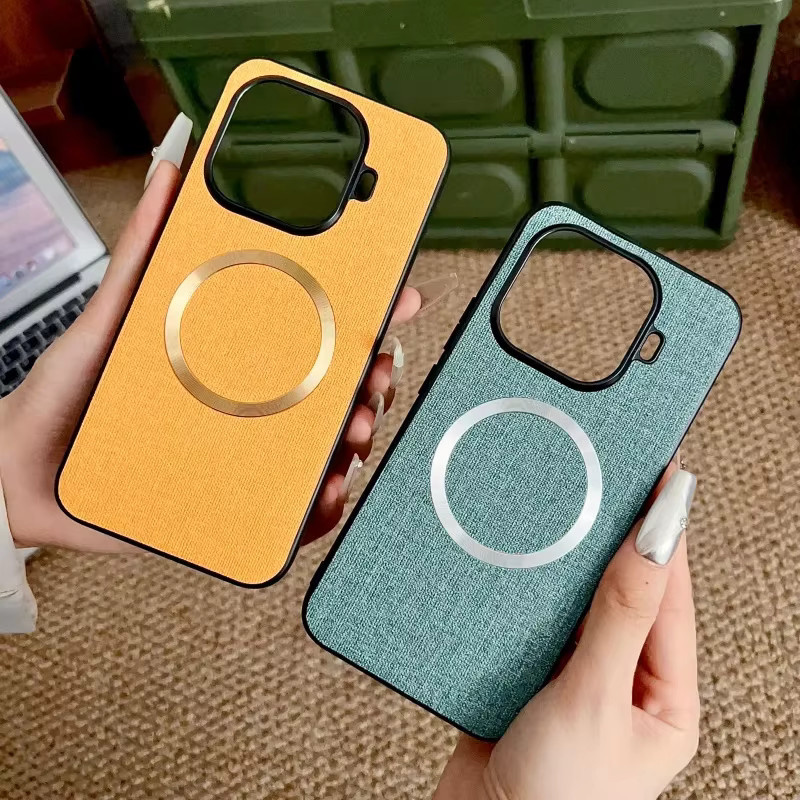 Luxus Business Handyhülle aus Stoff mit Textur und Magnetfunktion für Xiaomi 15T Pro und 15T in Lila, stoßfest und kabelloses Laden unterstützt - Bild 2