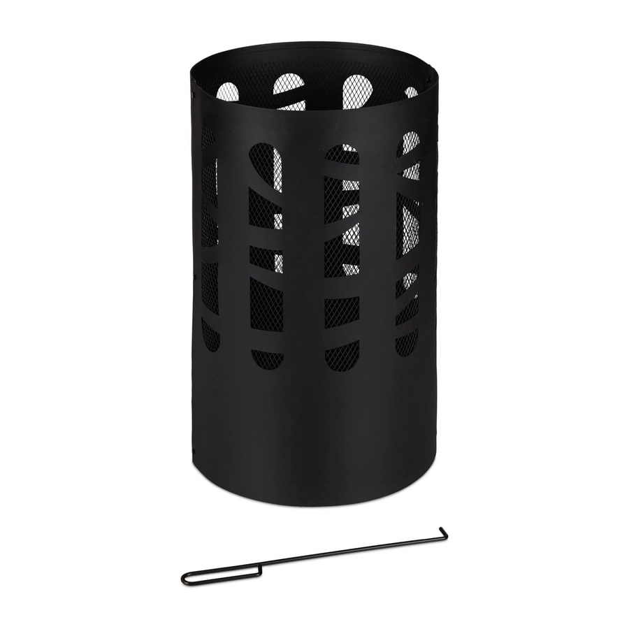 Relaxdays Feuertonne aus Stahl in Schwarz mit Funkenschutz und Schürhaken, Durchmesser: 60 cm, Höhe: 37 cm - Bild 2