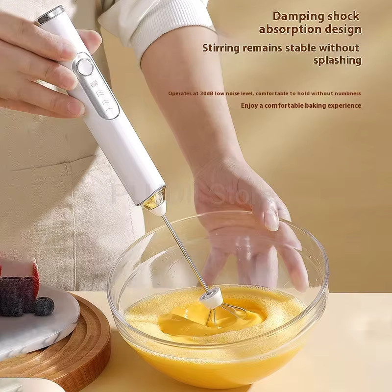 XIADYINJIA Elektrischer Handmixer mit Doppelstab, wiederaufladbar, 3 Geschwindigkeiten, Schwarz oder Weiß - Bild 2