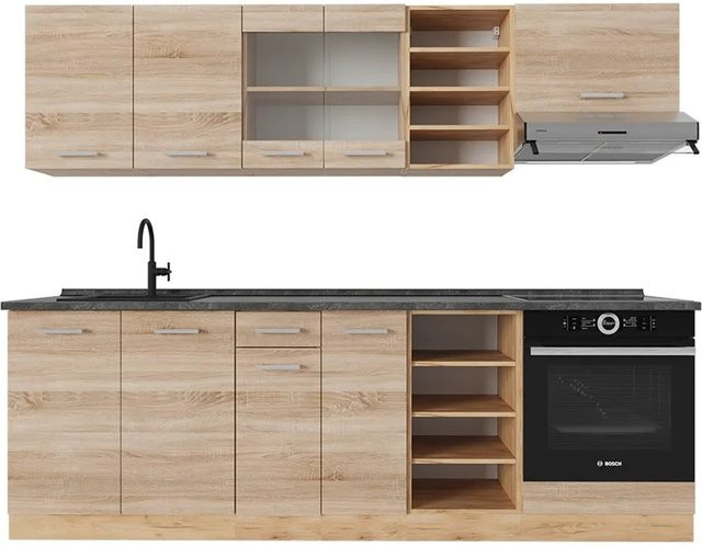 Vicco R-Line Küchenzeile Sonoma Eiche und Anthrazit, Breite: 240 cm - Bild 1