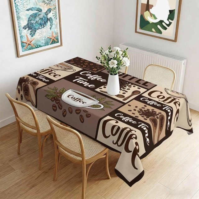 Beau Maison Tischdecke mit Kaffeebohnen-Motiv in Beige, rechteckig, B/T: 140 x 200 cm - Bild 1