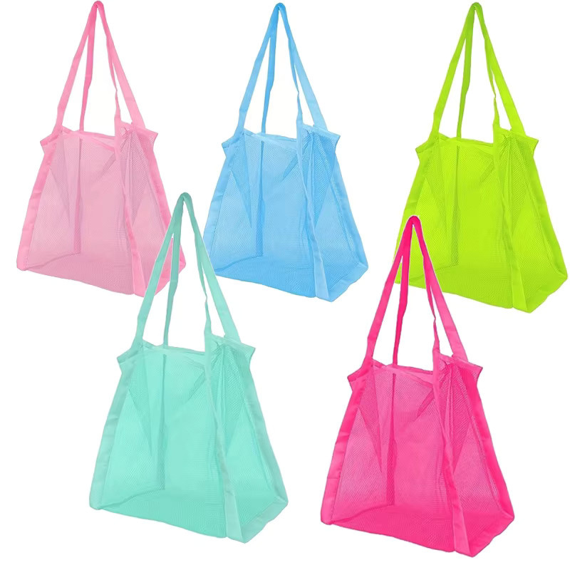 Clyine Mesh Strandtasche für Kinder und Erwachsene in Grün zur Aufbewahrung von Spielzeug, Handtüchern und Kosmetik - Bild 2