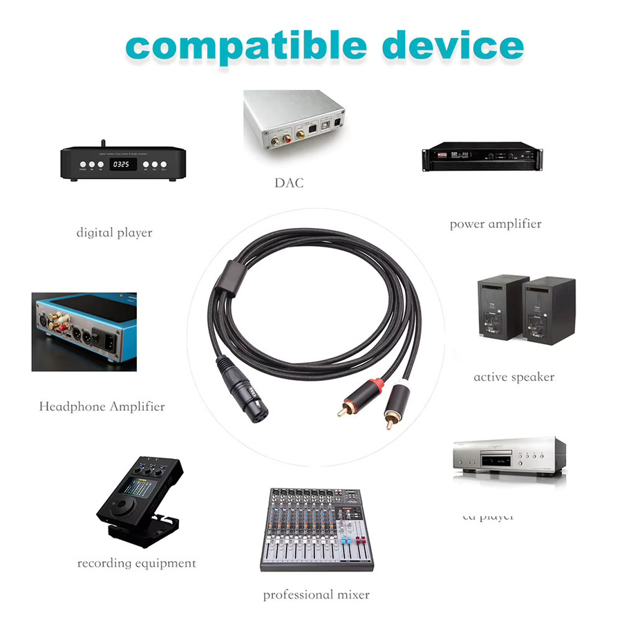 ALLOET XLR-zu-Dual-RCA-Y-Splitter-Kabel, Anti-Interferenz-Stereo-Audiokabel in Schwarz für Mixer, Leistungsverstärker und Mikrofone - Bild 2