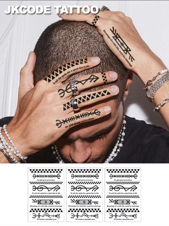JKCODE TATTOO Wasserfeste Fake-Tattoos, Botanische Motive, Finger-Tattoos - Bild 3