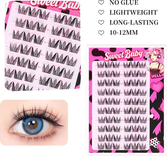 CNDK Falsche Wimpern-Cluster, 10 Reihen, selbstklebend, natürlich, Damen - Bild 1