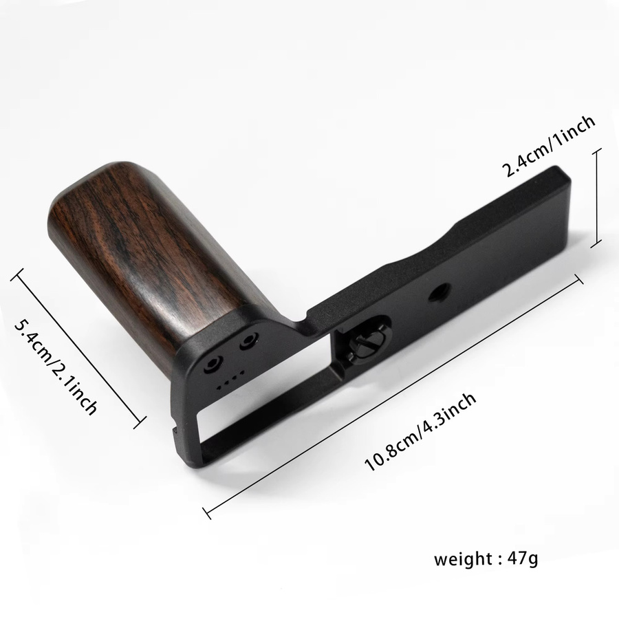 Handgefertigter Kamera-Handgriff aus Holz mit L-Platte und Schnellwechselhalter für Ricoh GR4 und Ricoh GR4 HDF in Braun von ANDWOOD - Bild 2