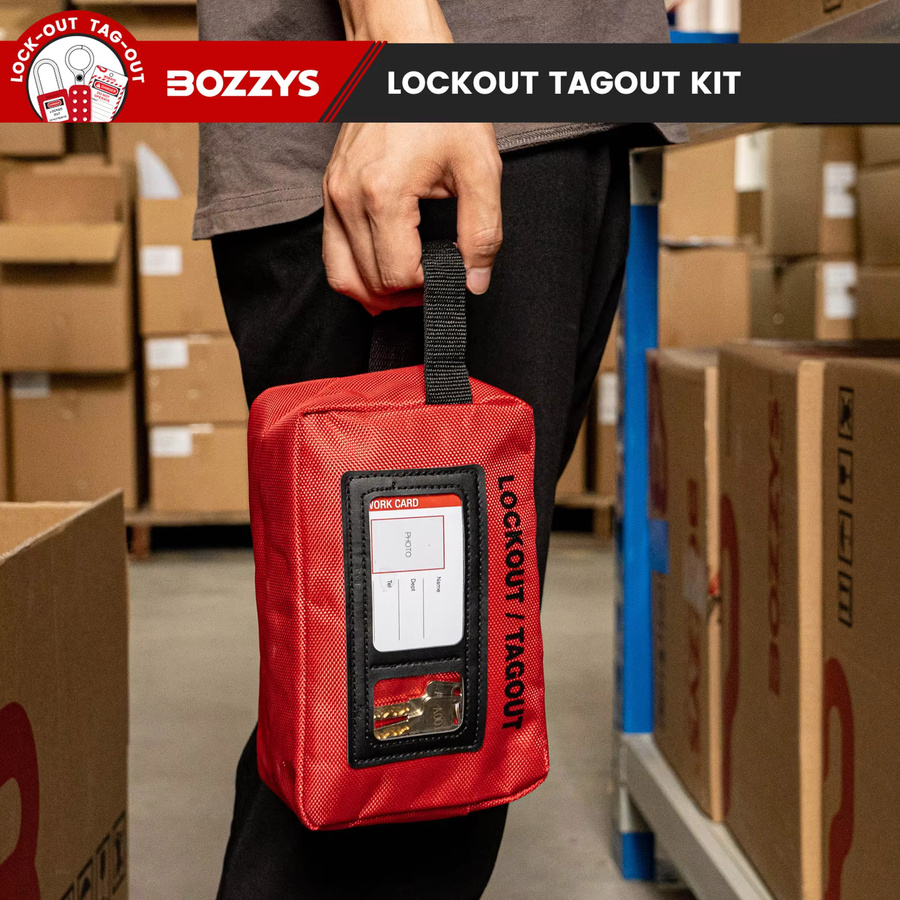 BOZZYS Elektrisches Lockout-Tagout-Schloss-Set in Rot mit Vorhängeschloss, Haspen, Leistungsschalter- und Stecker-Verriegelungsvorrichtung sowie Tagout-Etiketten - Bild 5