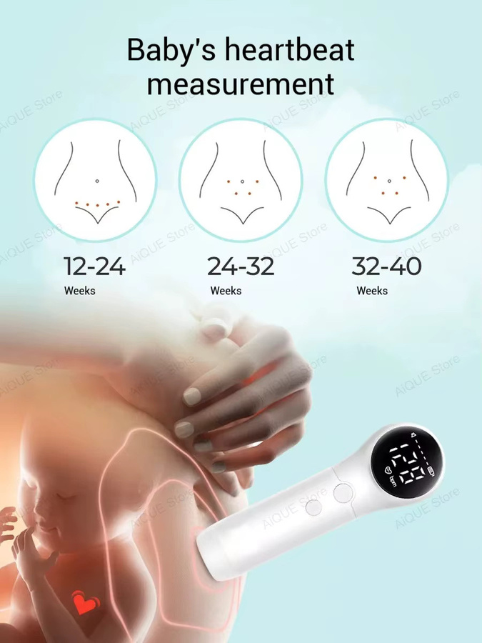 AiQUE All-in-One Fetal Doppler Ultraschall Baby Herzschlag Monitor 2,5 MHz in Weiß - Bild 3