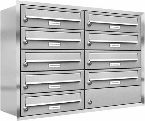 AL Briefkastensystem für 9 Parteien aus Edelstahl in Silber, B/H/T: 80,6 x 61,5 x 27,5 cm - Bild 1