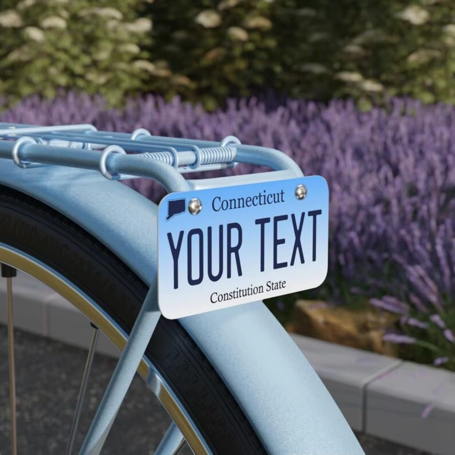 Personalisiertes Connecticut Nummernschild aus Aluminium in Weiß von Hello Young für Auto, Motorrad oder Fahrrad - Bild 4
