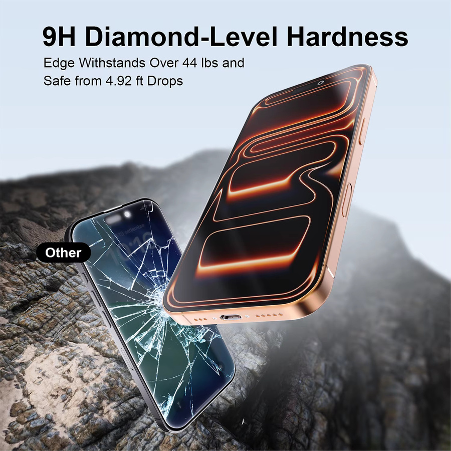 Bonola Displayschutzfolie aus gehärtetem Glas für iPhone 17 Pro Max, iPhone 17 Air und iPhone 17 Pro, transparent, 2er-Pack - Bild 2