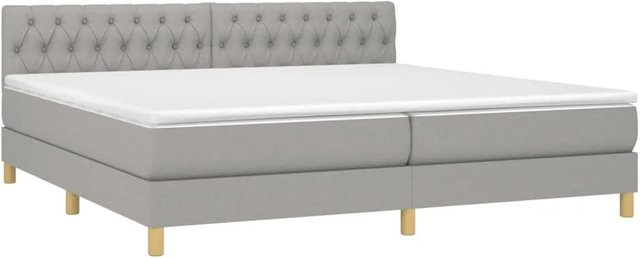 vidaXL Boxspringbett mit Matratze und LED-Unterbettbeleuchtung in Hellgrau, Hybrid-Bett mit USB-Ladeport und Taschenfederkern, B/T/H: 200 x 200 x 78 cm - Bild 1