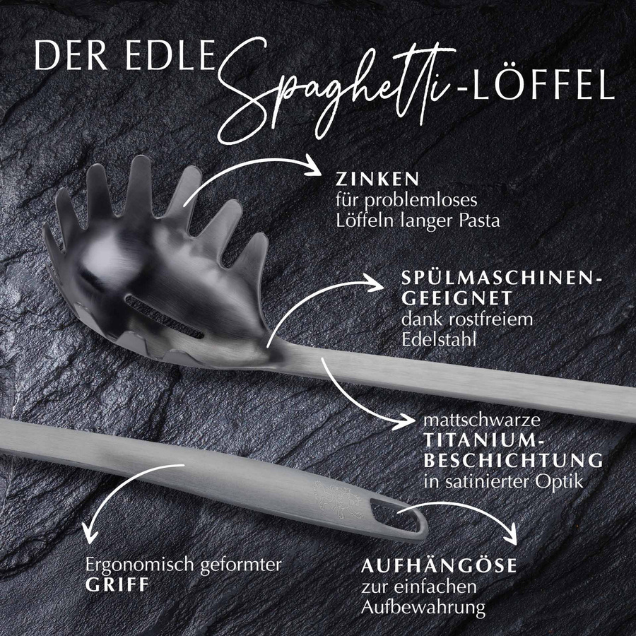 Stanley Rogers Spaghettilöffel aus Edelstahl in Schwarz Matt - Bild 3
