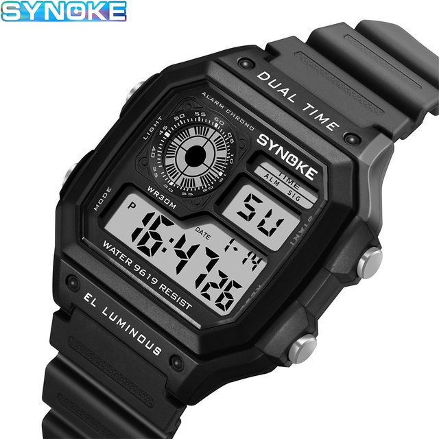 Synoke Digitaluhr, Chronograph, Kunststoff, Schwarz, Herren - Bild 1