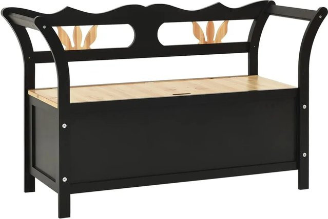 vidaXL Sitzbank aus Massivholz Tanne in Schwarz B/T/H: 107 x 45 x 75,5 cm - Bild 1