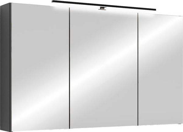 byLIVING Spiegelschrank SPREE in Anthrazit mit LED-Beleuchtung und Soft-Close-Türen, B/H/T: 100 x 60 x 15 cm