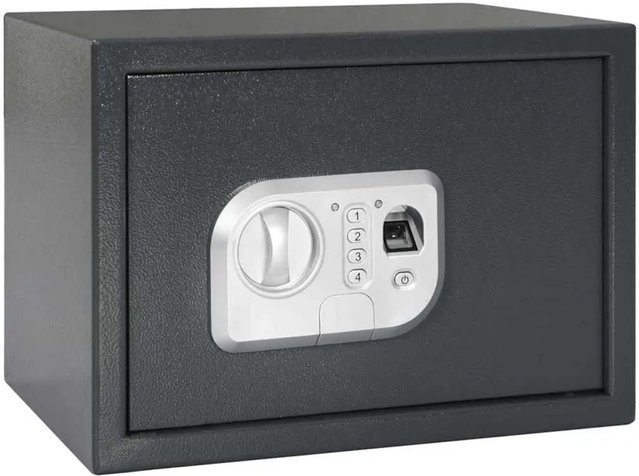 DELUKE Digitaler Tresor aus Stahl mit elektronischem Schloss, Dunkelgrau, B/T/H: 35 x 25 x 25 cm - Bild 1