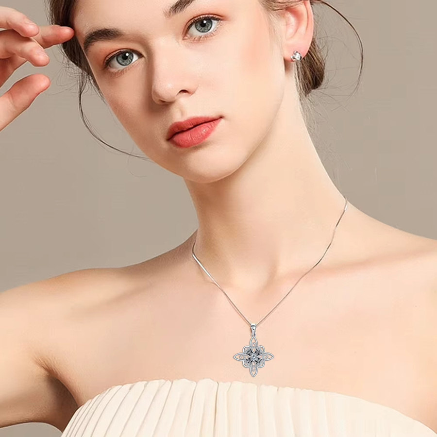 YILUOCD Halskette, 925 Thai-Silber, Zirkonia, Unisex - Bild 3
