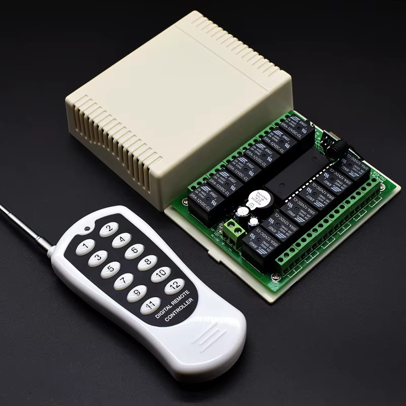 Scimagic-RC 12-Kanal Drahtloser RF-Relais-Schalter mit Fernbedienung 433 MHz für 12V/24V DC Motor und Licht in Weiß - Bild 2