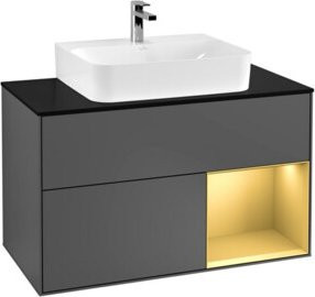 V&B Waschtischunterschrank Finion 100 mit Wandbeleuchtung in Anthrazit, Breite: 100 cm, Tiefe: 50,1 cm, Höhe: 50,1 cm - Bild 1