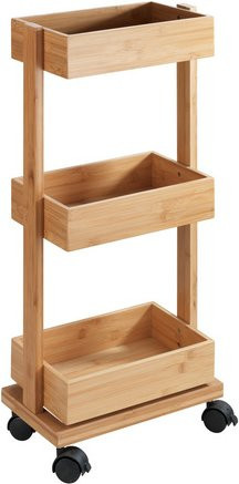 WENKO Badwagen Tortona aus Bambus und Kunststoff, braun/schwarz, B: 18 cm, H: 71,5 cm, T: 31 cm - Bild 3