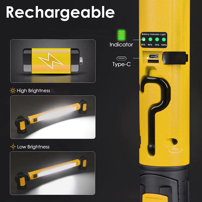 FANZHI Magnetische Arbeitsleuchte in Gelb mit 5200mAh Akku als wiederaufladbare LED Arbeitslampe für professionelle Autoreparatur und Außenbeleuchtung - Bild 3