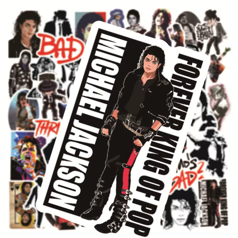 50 Stück Rockstar Michael Jackson Aufkleber in Multicolour als coole Graffiti-Sticker für Skateboard, Laptop, Gepäck und Handy zur Dekoration - Bild 2