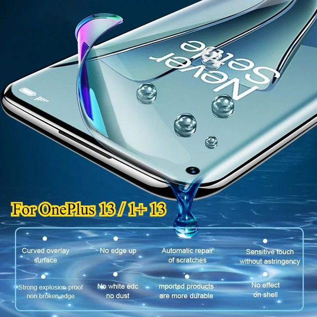 HD gebogene Hydrogel Displayschutzfolie für OnePlus 13, 12, 11, R, T, Pro, Nord CE 4, 3 Lite in Transparent mit vollständiger Abdeckung - Bild 1