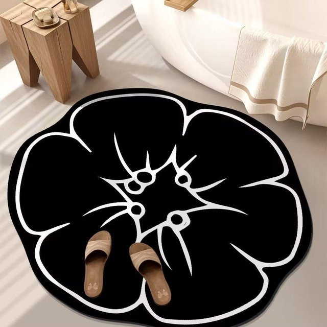 Runde Badezimmer-Fußmatte aus Diatomit von Yiran Furniture, Farbe Schwarz, Durchmesser: 40 cm - Bild 1