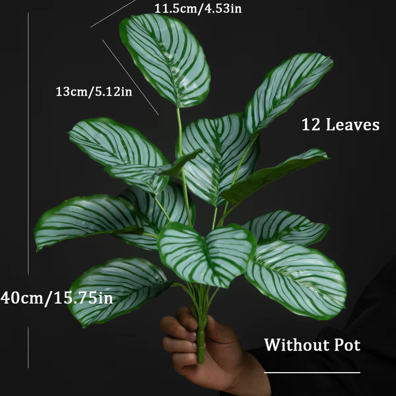 Künstliche Monstera Pflanze von Kmitang mit 12 Blättern, grüne tropische Palmblätter aus Kunststoff für Haus und Garten, Höhe: 40 cm - Bild 3