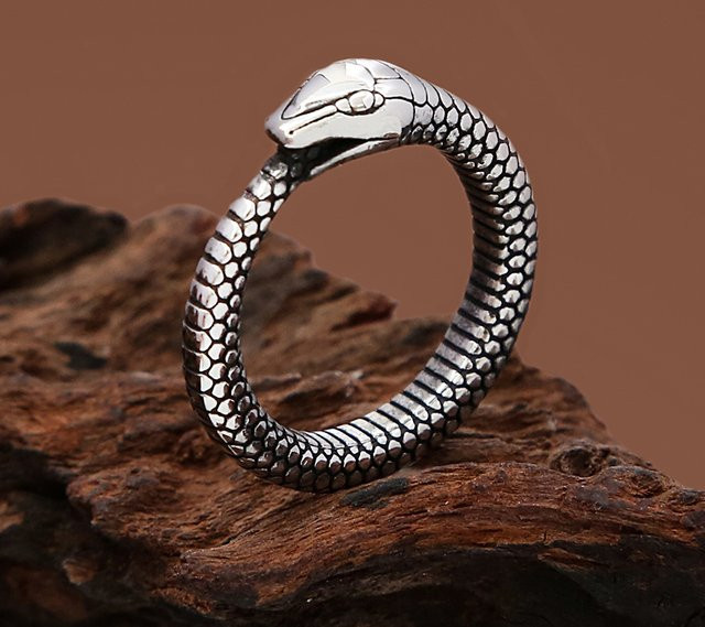 Viking Ouroboros Ring, Edelstahl, Silber, Unisex - Bild 1