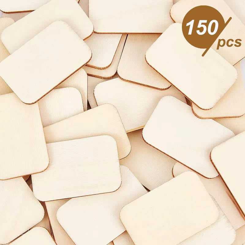 150 Stück unlackierte Holzstücke als Bastelbedarf für Brandmalerei und Ornamente, B/T: 1,3 x 1,9 cm - Bild 2