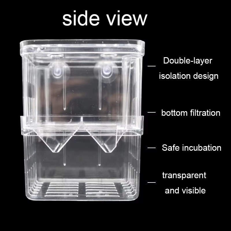 TUNFAN Acryl-Aquarium-Zuchtbox in Transparent als Isolationsbehälter für kleine Fische und Betta-Brutkasten mit Saugnapf - Bild 2