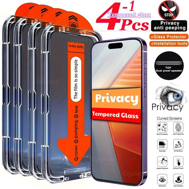 Xiaomi Poco X6 Pro Privatsphäre Displayschutzfolie aus gehärtetem Glas Anti-Spy - Bild 1