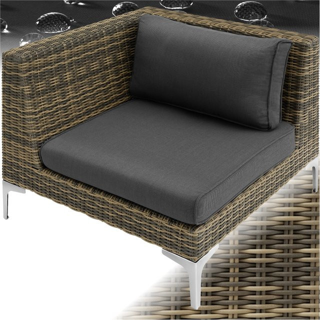 tectake Modulares Aluminium Rattanset Villanova Rechtes Eckelement Anthrazit B/T/H: 89 x 89 x 72 cm - Bild 1