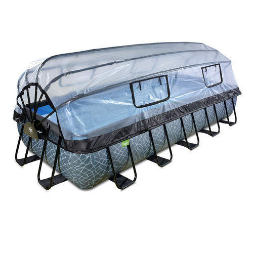 EXIT Stone Pool Rahmenpool Grau B/T/H: 540 x 250 x 100 cm mit Sandfilterpumpe, Abdeckung und Poolleiter - Bild 2