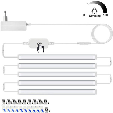 Lcamaw LED Unterbauleuchte aus Aluminium mit Touch-Dimmer, 12V Lichtleiste für Küche und Möbel, Silber