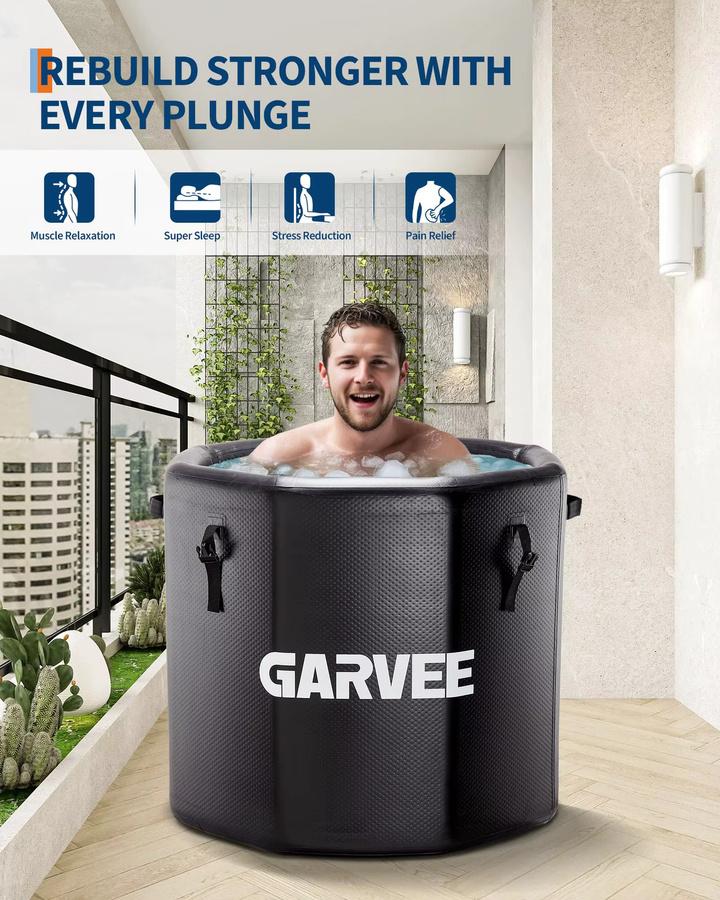 HiMISS Tragbare Eisbadewanne für Erwachsene in Schwarz mit Deckel für Kaltwassertherapie, 845 l Volumen - Bild 3