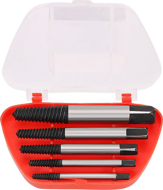 DIYWORK Schraubenausdreher-Set zum Entfernen gebrochener Bolzen und beschädigter Schrauben, 5-teilig, Silber - Bild 1