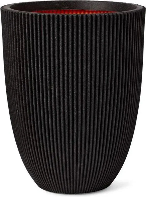 Capi Vase Groove Elegant Schwarz Keramik gestreift B: 46 cm, H: 58 cm - Bild 1