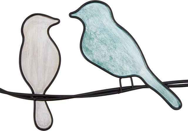 Vogel-Wandbild aus Metall in Grün und Beige mit Frühlingsmotiv - Bild 1