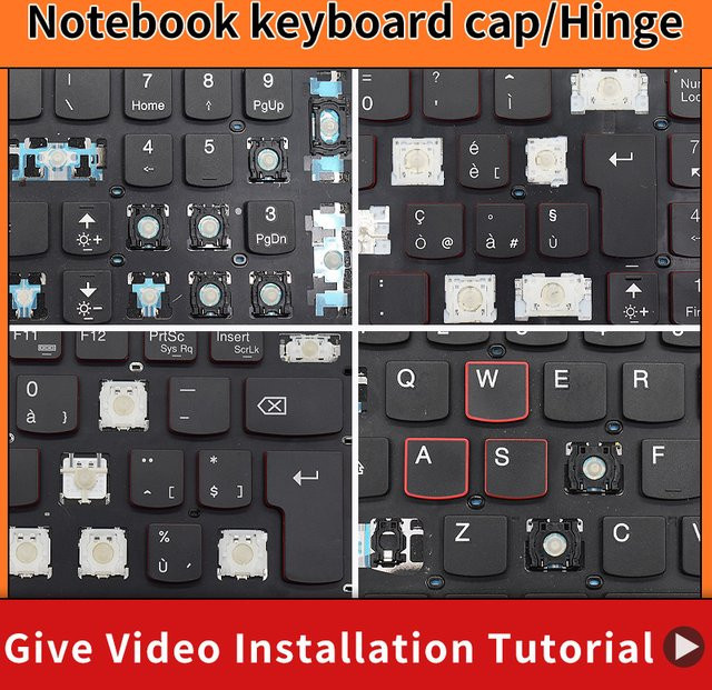 Ersatz-Tastenkappe mit Scharnier für Lenovo Ideapad Y700 Y700-15 Y700-15ISK Y700-15ACZ Y700-17ISK Y700-15ISE in Schwarz - Bild 1