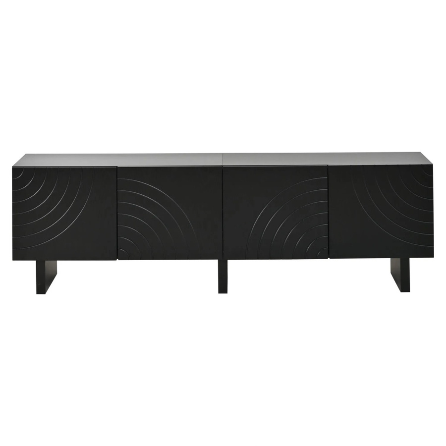 Merax TV-Bank modern in Schwarz mit 4 Türen, B/T/H: 180 x 40 x 55 cm - Bild 2