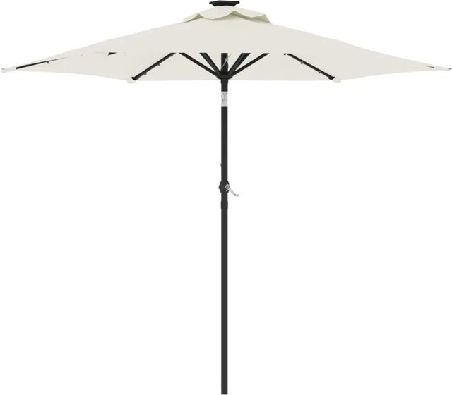 vidaXL Sonnenschirm mit LED und Stahlmast in Weiß, B/T/H: 225 x 225 x 212 cm - Bild 1
