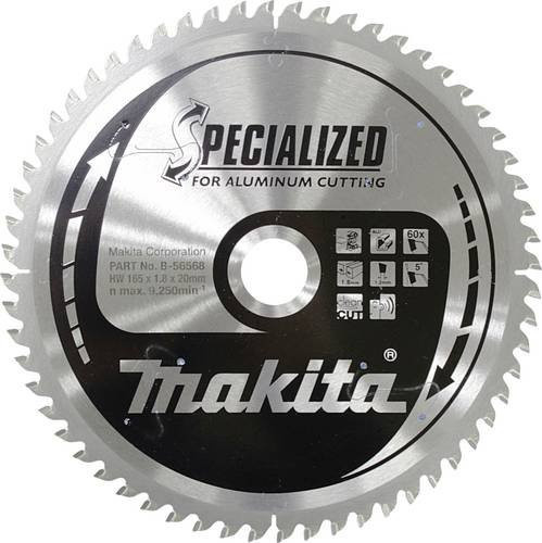 Makita Kreissägeblatt für Metall und Kunststoff, Farbe: Silber, Durchmesser: 165 mm, Bohrung: 20 mm, 60 Zähne - Bild 1