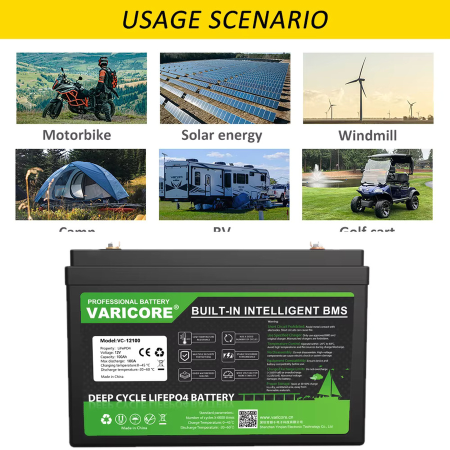 VariCore LiFePO4 Batteriepack 12,8V 100Ah mit 4-Saiten-BMS in Schwarz für Wohnmobile, Golfcarts und Solar- sowie Windenergieanlagen - Bild 6
