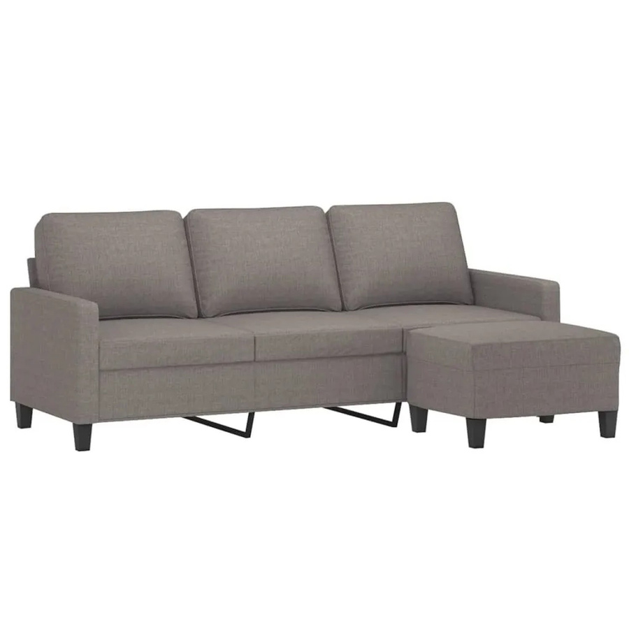 vidaXL 3-Sitzer-Sofa mit passendem Hocker in Taupe, modernes Stoffsofa für das Wohnzimmer - Bild 2